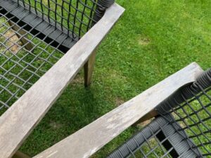 Teak Armrests that have gray patina