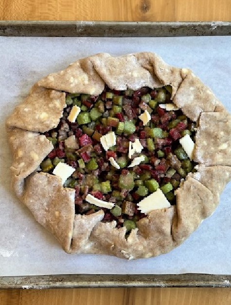 Rhubarb Gallette with butter dotted on top