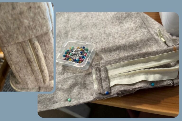 Boxed Cushion being constructed with a zipper