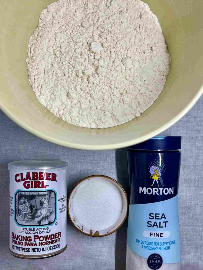 flour, salt, sugar and baking powder