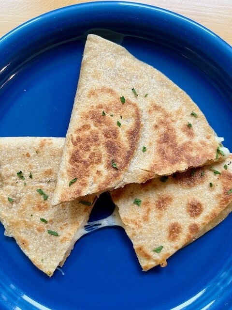 whole wheat tortillas made into a quesadilla