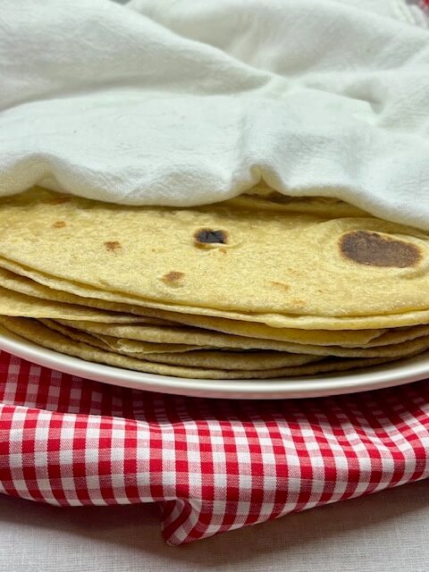 whole wheat tortillas in a stack