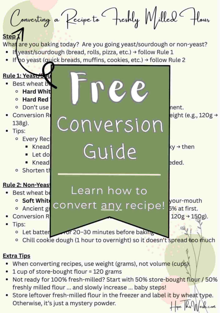 Free One Page Guide to Convert a Recipe to Freshly Milled Flour