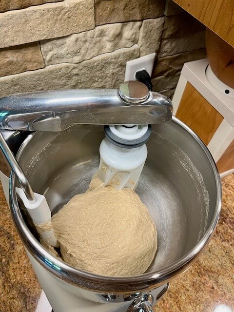 dough in mixer bowl