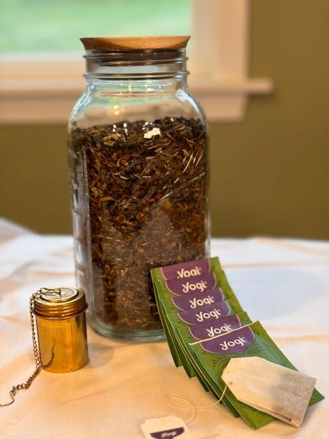 tea bags and loose leaf tea on a table