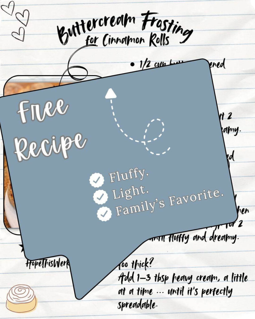 Picture of the recipe card for the buttercream frosting.