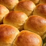 a pan of Hawaiian Rolls with fresh milled flour closeup