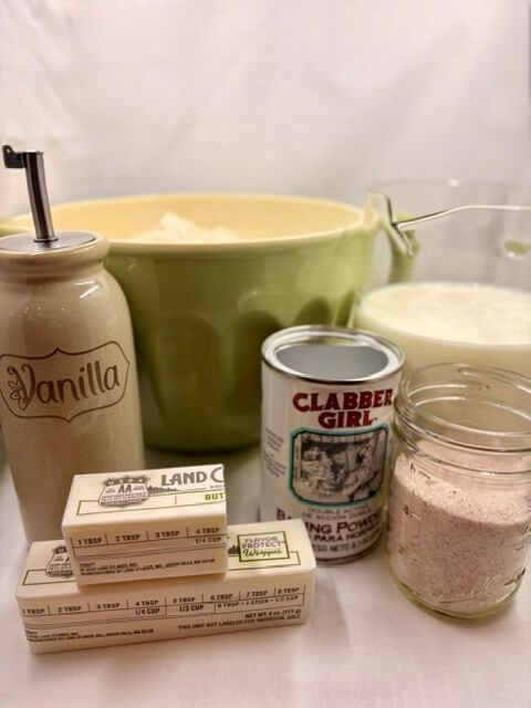 The ingredients for waffles on a white background